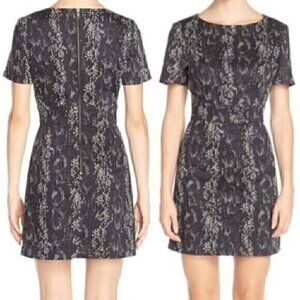 FRENCH CONNECTION Black White Diamond Geometric Snake Snakeskin ish Sheath Dress